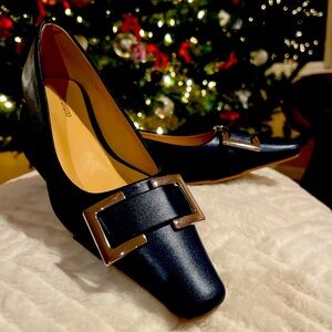 C. Paravano 7.5 Metal Buckle Flats (Aida) Navy 7.5